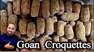 HOW TO MAKE CROQUETTES  BEEF CROQUETTES  GOAN TRADITIONAL SNACK [upl. by Eelarol952]