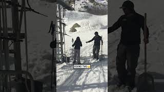 Funny skier cant quite get the hang of the lift 😂⛷️ 🎥 Helene Rufin via ViralHog [upl. by Knitter]