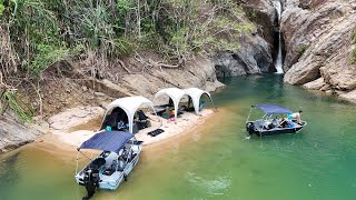 Tasik Kenyir 14  Wild Camping at Waterfall in Aluminium Boats  Kimple Hunter 420 [upl. by Macgregor437]