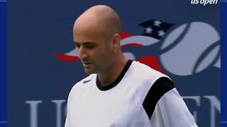 Federer Agassi Court Level 2004 US Open [upl. by Ardnas624]