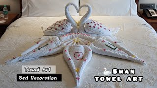 Towel Art Bed Decoration How To Decorate Your Bed With Towel Art And Flowers  Towel Diy Home Decor [upl. by Marshall571]