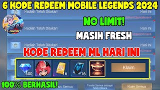 NO LIMIT 6 KODE REDEEM ML HARI INI KODE REDEEM MOBILE LEGENDS KODE REDEEM ML TERBARU AGUSTUS 2024 [upl. by Ynnij]