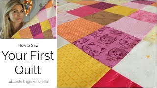 Your First Quilt  Beginner Tutorial Part 1 [upl. by Enelyt]