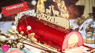 BUCHE DE NOËL FRAMBOISE VANILLE  Tout le matériel est à gagner [upl. by Marius]