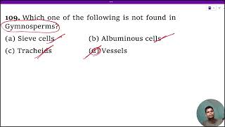 Which one of the following is not found in Gymnosperms 1 Sieve cells 2 Albuminous cells 3 Tra [upl. by Lew819]