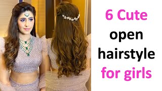 6 cute hairstyle for open hair  easy hairstyle  gorgeous hairstyle  hairstyle for lehenga [upl. by Ardnuhsal]