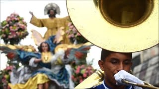 Salvadorans honour patron saint in religious procession [upl. by Ulberto]