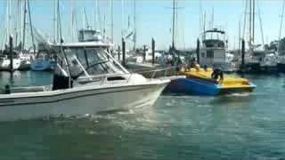 Cigarette Boat leaves Sams Cafe Tiburon CA [upl. by Ejrog542]