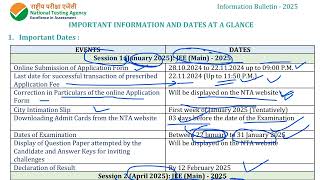 JEE MAIN 2025 REGISTRATION START FROM 28102024 COMPLETE DETAILS [upl. by Meekahs]