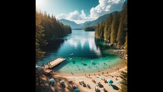 Overview of the White Pine Beach Sasamat Lake in Belcarra Regional Park Canada BC [upl. by Aleacin651]