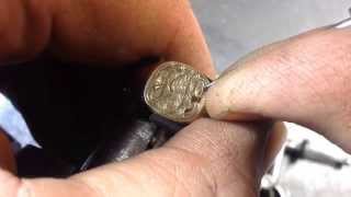 Hand engraving a small gold signet ring [upl. by Four]