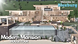 Bloxburg Modern Mega Mansion Tour  Roblox House Build [upl. by Annaej]