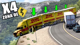 Camión con CUATRO Trailers de DHL en Zona de SIERRA International LT American Truck Simulator [upl. by Layne]