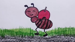 Hardworking Ant Drawing  Nanhi Chiti Ki Drawingviralvideo easydrawing ant 🐜🐜 [upl. by Nosemyaj]