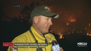 Firefighters Work To Protect Homes From Wildfire In Geyserville [upl. by Tnecnev834]