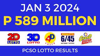 Lotto Result January 3 2024 9pm PCSO [upl. by Sidney]