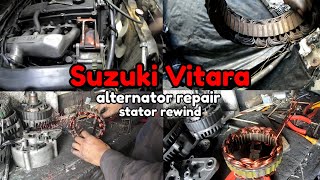 Suzuki Vitara  alternator rewinding  burnt stator rewind [upl. by Eppesuig]