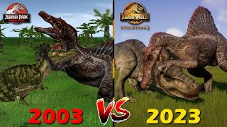 TREX VS SPINOSAURUS EVOLUTION in VIDEO GAMES 20032023 Jurassic World [upl. by Syck]