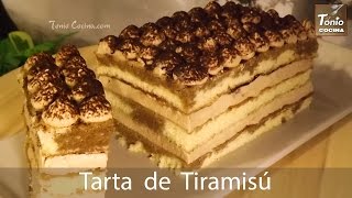 Tarta de TIRAMISÚ con crema sin huevo  Especial fiestas [upl. by Olympia512]