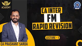 FM RR Lecture 1  Scope amp Objectives of Financial Management By CA Prashant Sarda [upl. by Nothsa]