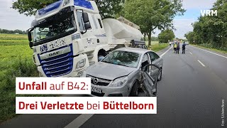 Unfall bei Büttelborn Drei Verletzte auf der B42 [upl. by Enaitsirhc825]