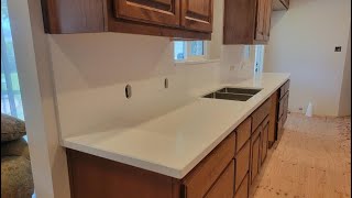 Caesarstone Vivid White Quartz Kitchen Countertops interiors [upl. by Sidonnie169]