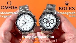 Best chronograph white dial  Omega Speedmaster vs Rolex Daytona Deep Comparison speedmaster watch [upl. by Gurl]