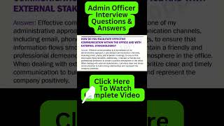 Admin Officer Interview Questions and Answers  Administrative Officer Job Interview Questions [upl. by Izawa]