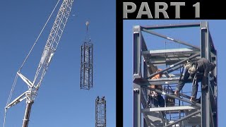 Assembling a Tower Crane  Part 1 of 2 [upl. by Llednek]