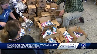 Blue Cross and Blue Shield packs hundreds of hygiene kits for people in need [upl. by Cerys]