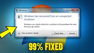 Fix Windows has recovered from an unexpected shutdown in Windows 7  How to Solve Bluescreen Error ✅ [upl. by Jannery]