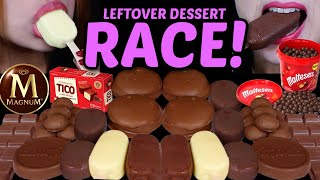 ASMR LEFTOVER DESSERT RACE TICO ICE CREAM MALTESERS MILKA amp WHITE CHOCOLATE MAGNUM ICE CREAM 먹방 [upl. by Annelg141]