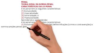 PENAL  TEORIA GERAL DA NORMA PENAL – CARACTERÍSTICAS DA LEI PENAL [upl. by Corinna]