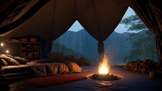 Cozy Rain Cave⚡Soothing Sounds of Fireplace and Thunderstorm Lulling You to Sleep Healing [upl. by Nannah410]