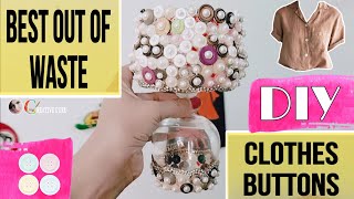 How To Make Lamps🛋️Using Old Clothes Buttons  Best Out of Waste Reuse Ideas  Recycled diy craft [upl. by Eahs]