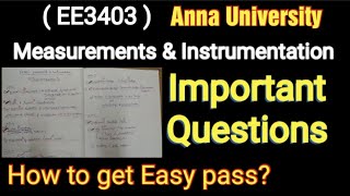 EE3403  measurements amp instrumentation one day study QuestionsImportant Questionsanna university [upl. by Derby]