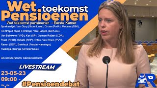 Terugkijken Wet toekomst pensioenen WTP  Pensioendebat Eerste Kamer Beantw Carola Schouten [upl. by Lucey]