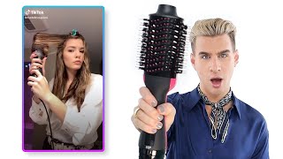 Pro Hairdresser Tries The Revlon One Step Hair Dryer as seen on tiktok [upl. by Blaine]