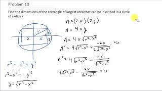 Optimization Find Dimensions of Rectangle With Largest Area Inscribed in a Circle [upl. by Ramo967]