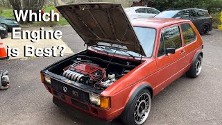 Best Engine Swap for a MK1 Rabbit  VR6 vs 18t vs TDI vs ABA vs 07K [upl. by Brianne]