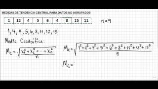 MEDIDAS DE TENDENCIA CENTRAL PARA DATOS NO AGRUPADOS [upl. by Hcirteid]