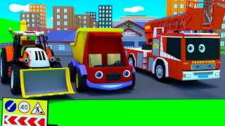 Car cartoons Truck Tim tractor Max in the Car city Educational cartoons about cars [upl. by Victor]