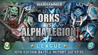 Orks vs Chaos Space Marines Alpha Legion Warhammer 40K Battle Report 10th Edition 2000pts [upl. by Ahswat]