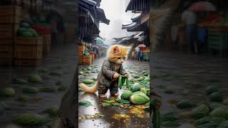 CAT SHOPPING IN SABZI MARKET AND SAD 😢 cat ai aiinspirational cute aiineverydaylife catlover [upl. by Norrv]