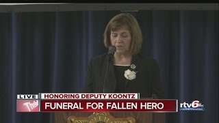 Jill Donnelly speaks at Deputy Koontzs funeral [upl. by Yenetruoc]