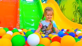 Vasena and Daddy at Indoor Playground Play Area with Slides amp Trampoline [upl. by Rusert]