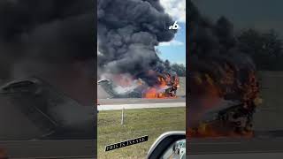 Jet bursts into flames after crashing into car on I75 in SW Florida [upl. by Kubetz]