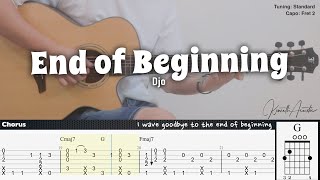 End of Beginning  Djo  Fingerstyle Guitar  TAB  Chords  Lyrics [upl. by Ulu]