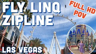 Fly LINQ Zipline  HD POV  The LINQ Las Vegas [upl. by Ityak]