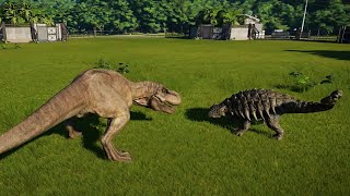 Tirannosaurus Rex Fight With Baryonyx Torosaurus Ankylosaurus  Jurassic World Evolution [upl. by Golda403]